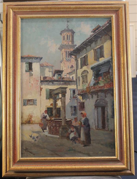 Thomas Greenhalgh (Exh. 1880-97) Figures beside a well in an Italian square, 24 x 16in.